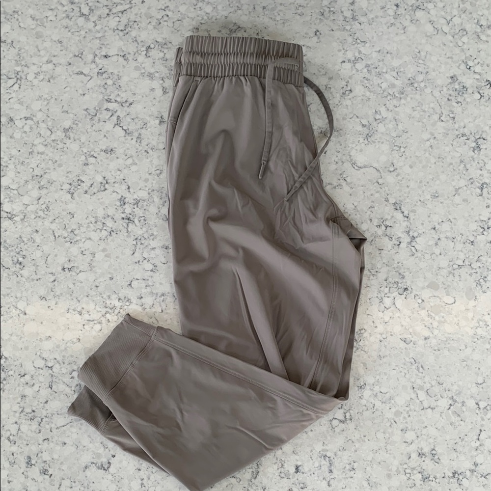 Greige Joggers with Elastic Waistband and Cuffed Ankles